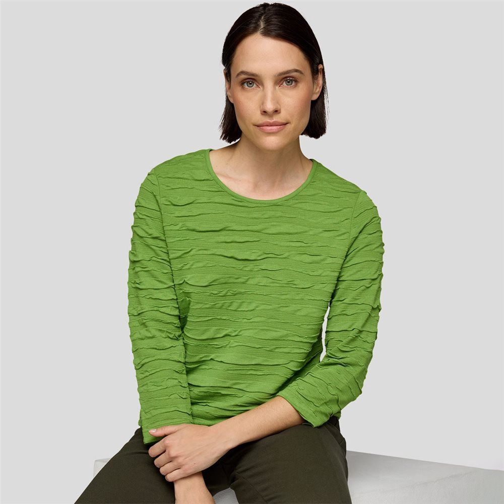 Wave Structure 3/4 Sleeve Top in Fresh Moss Green