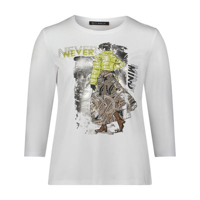 NEVER MIND Print 3/4 Sleeve Top in White