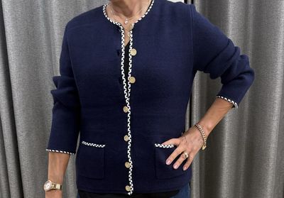 Night Sky Buttoned Jacket with Braid Trim DM180