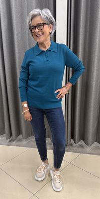 Collar &amp; Sleeve Buttons Jumper SV349