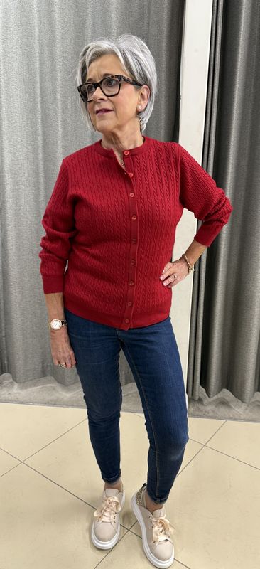 Baby Cable Crew Lumber Jacket YC250 - Cherry