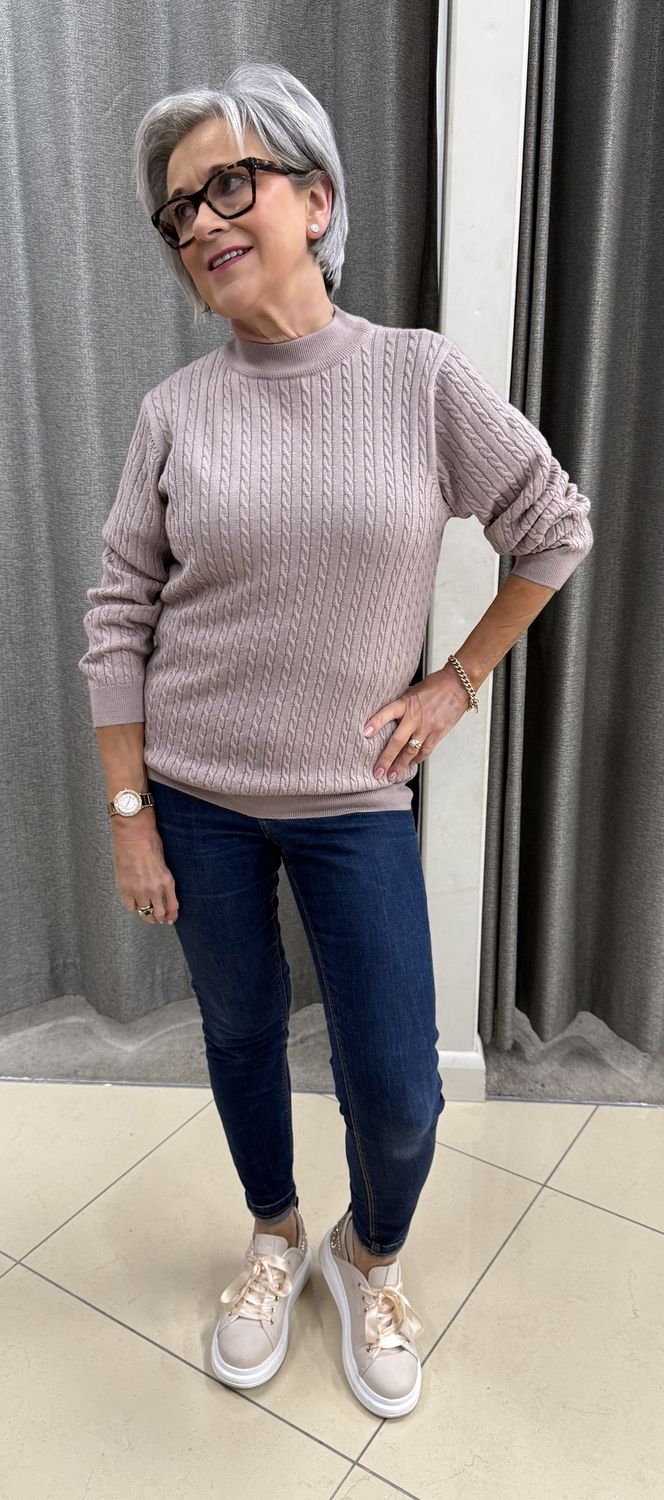 Baby Cable Turtle Neck Jumper YC249 - Oatmeal