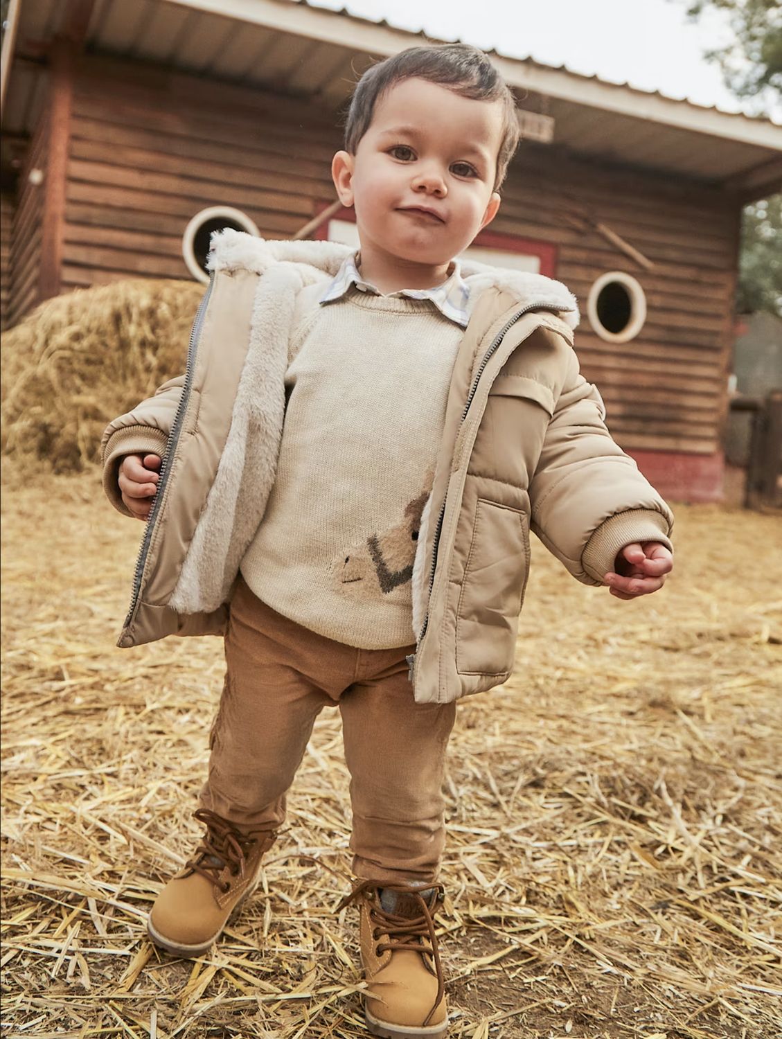 Baby Boy Straight Leg Corduroy Trousers 542 - Wood