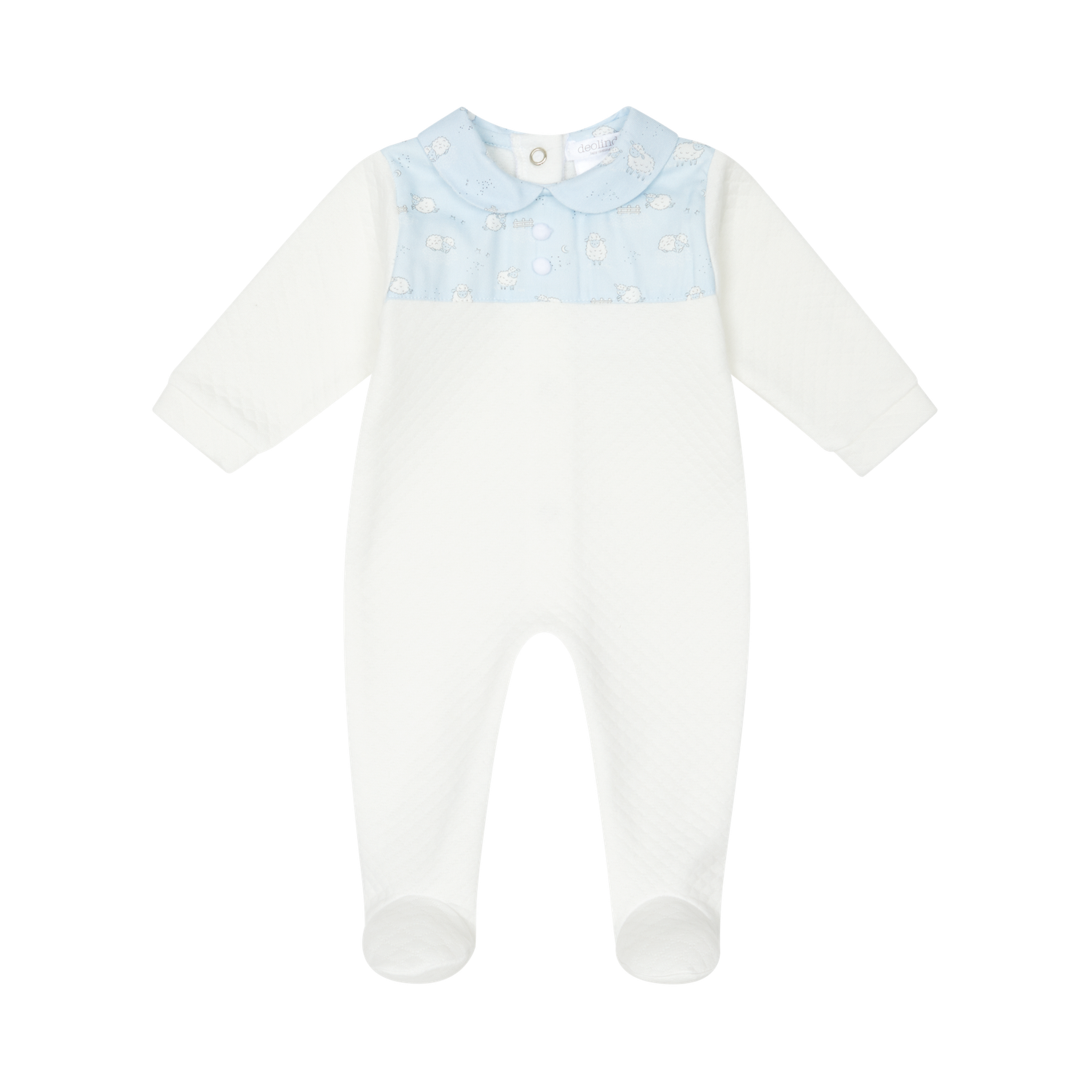 Boy&#39;s Offwhite &amp; Sky Blue Sleepsuit DBI25115