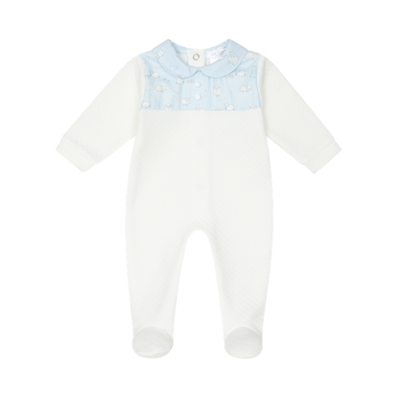 Boy&#39;s Offwhite &amp; Sky Blue Sleepsuit DBI25115