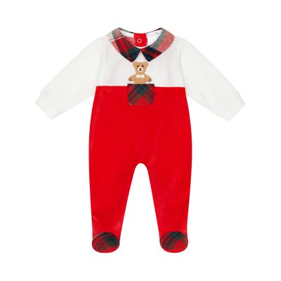 Boy's Red &amp; Offwhite Christmas Sleepsuit DBI25137