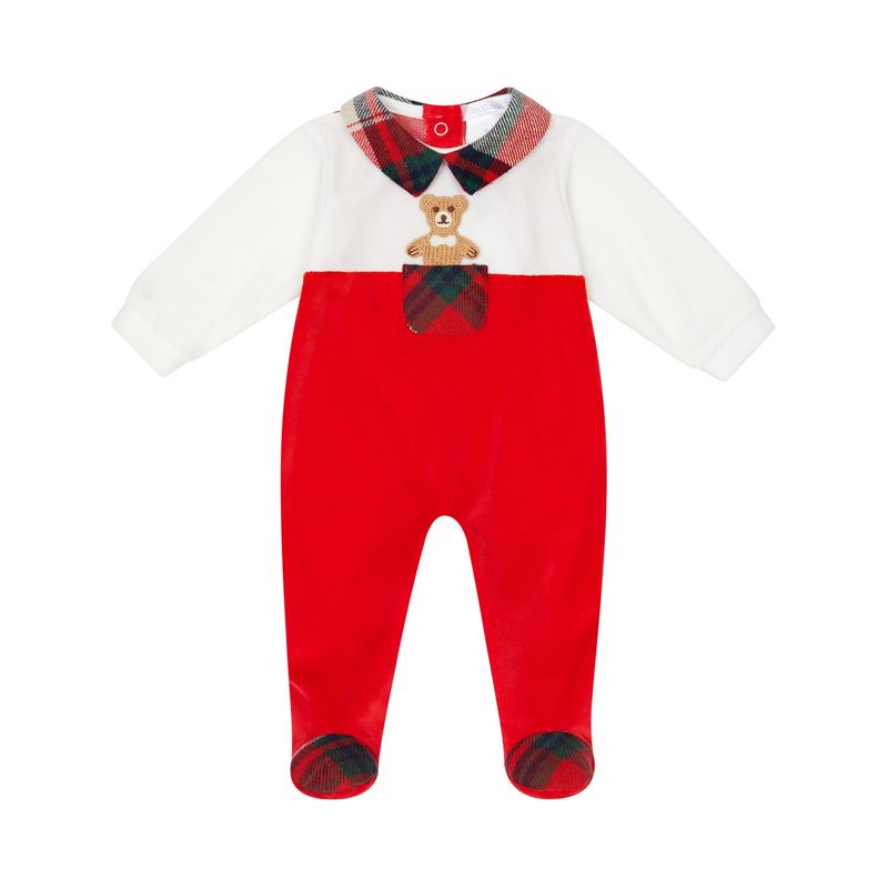 Boy&#39;s Red &amp; Offwhite Christmas Sleepsuit DBI25137