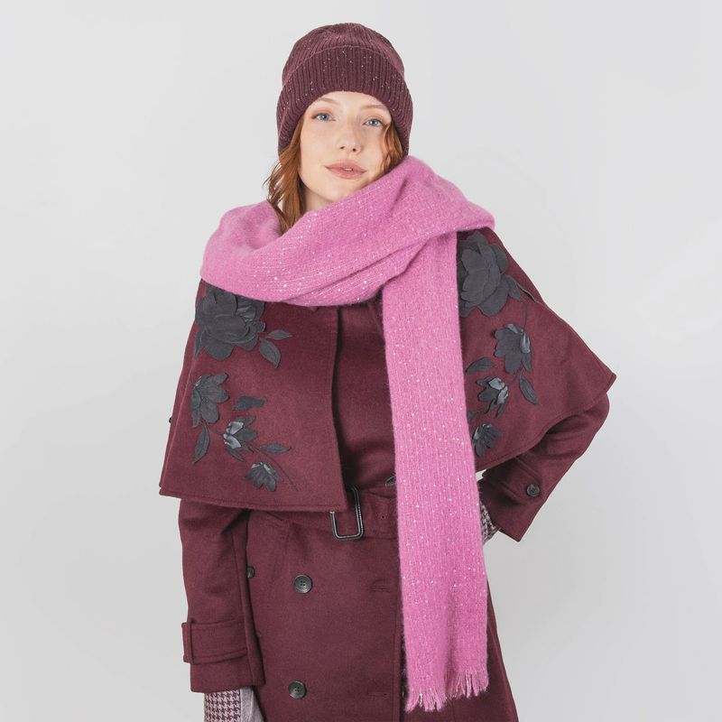 Women&#39;s Sequin Scarf with Fringe Ends - Candy