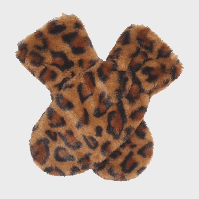 Women’s Faux Fur Mittens - Tan/Animal