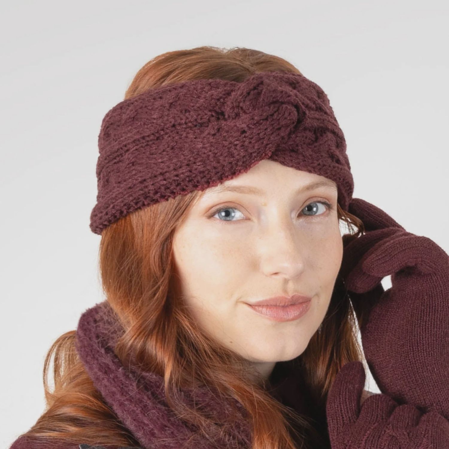Women&#39;s Cable Knit Headband - Damson