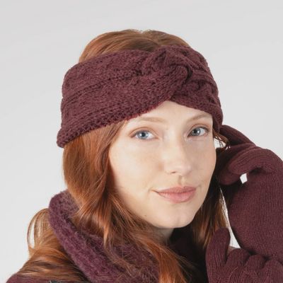 Women's Cable Knit Headband - Damson Women's Cable Knit Headband - Damson