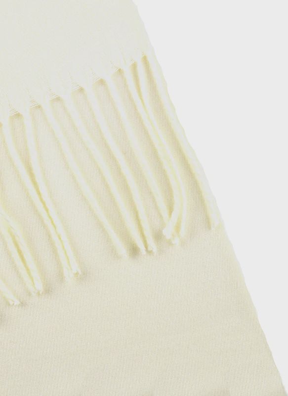 Women's Plain Pashmina Shawl with Tassels - Ivory