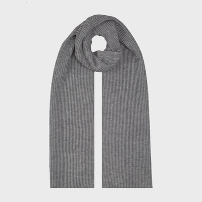 Women's Ribbed Knit Scarf with Metallic Yarn - Dove Grey