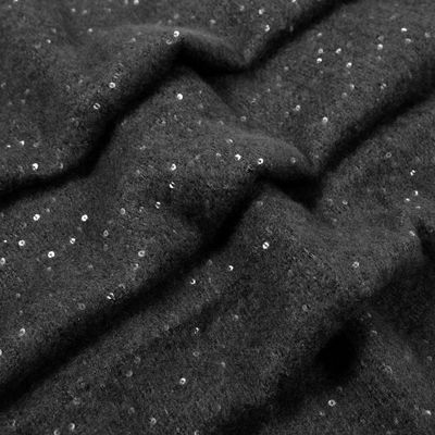 Women's Sequin Scarf with Fringe Ends - Black