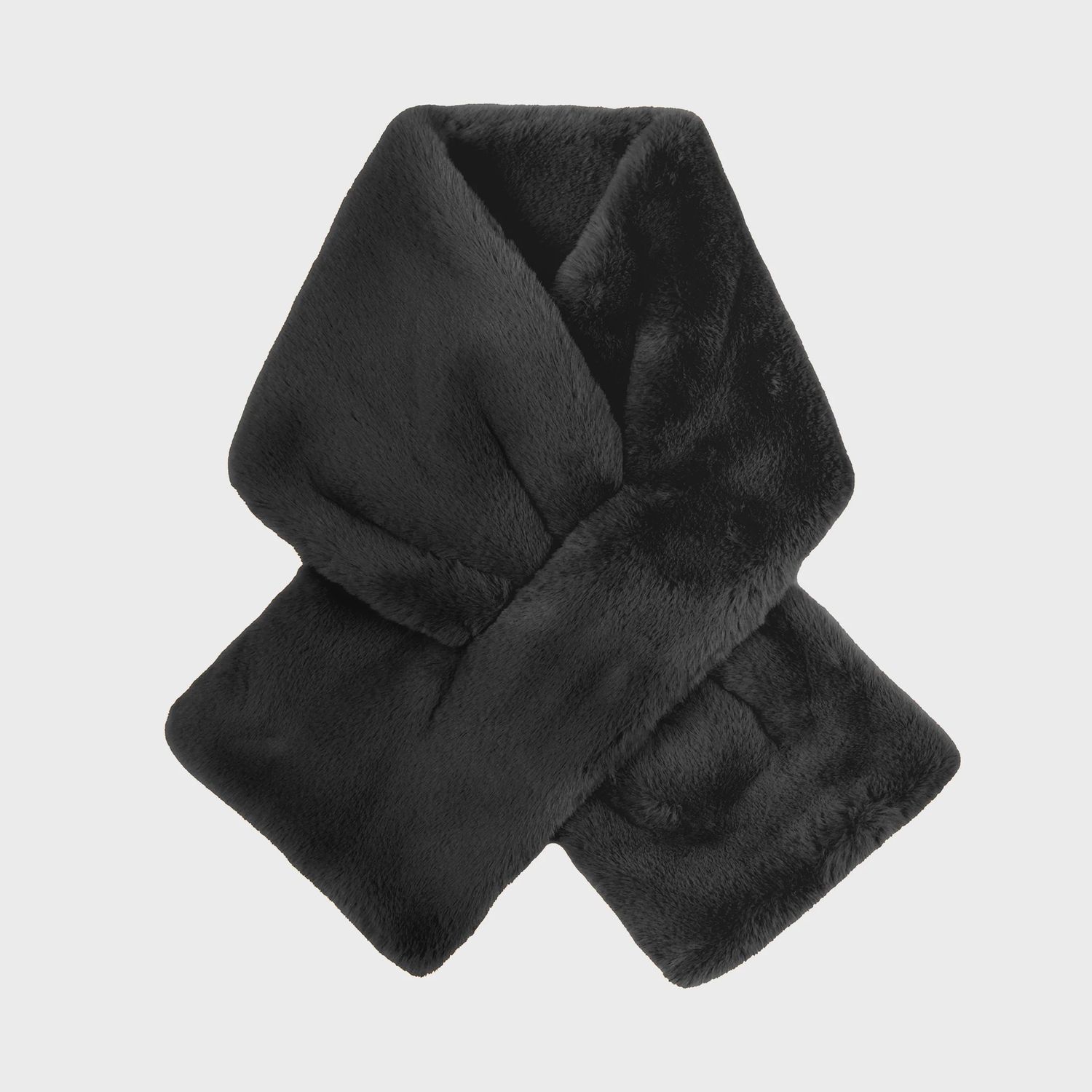 Women&#39;s Faux Fur Pull-Through Scarf - Black