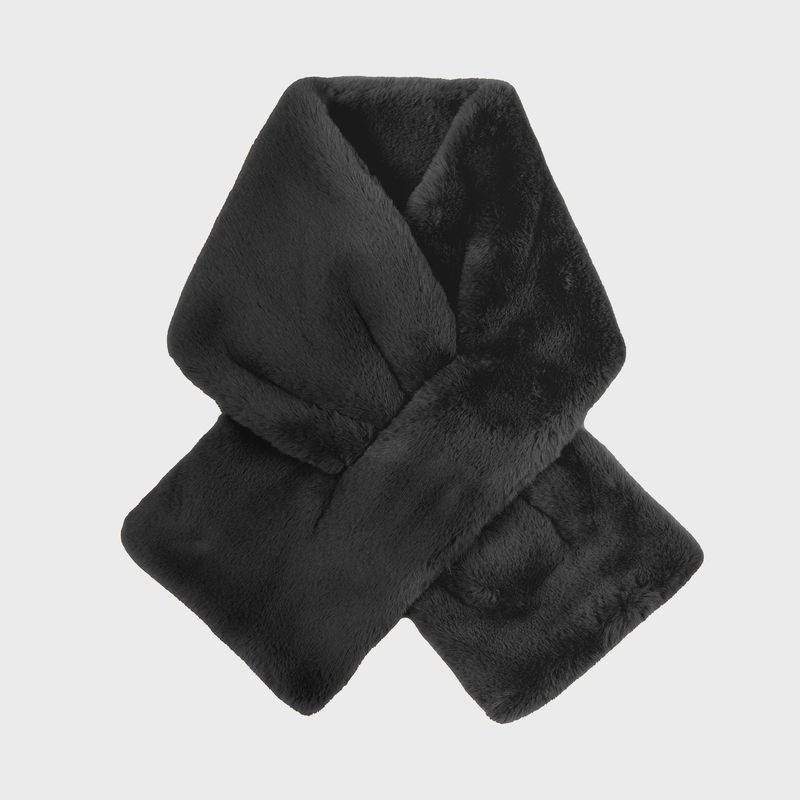 Women&#39;s Faux Fur Pull-Through Scarf - Black