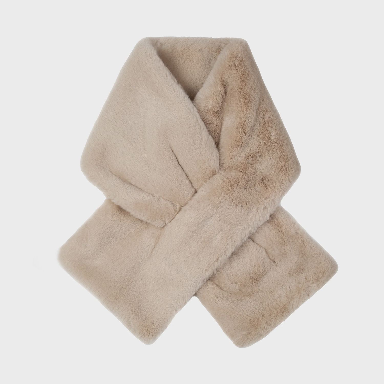 Women&#39;s Faux Fur Pull-Through Scarf - Natural