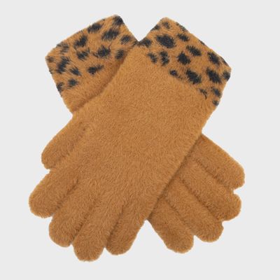 Women's Spotted Feather Yarn Knitted Gloves - Tan