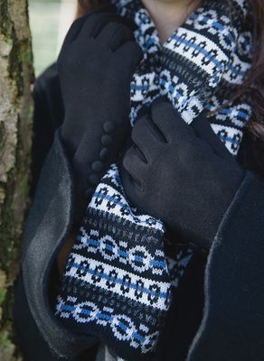 Women's Touchscreen Mid-Arm Thermal Gloves - Black