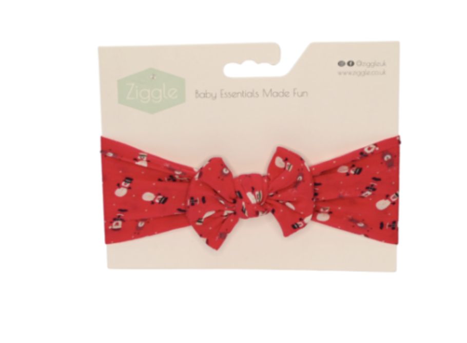Red Snowman Turban Bow Headband