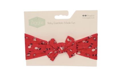 Red Snowman Turban Bow Headband