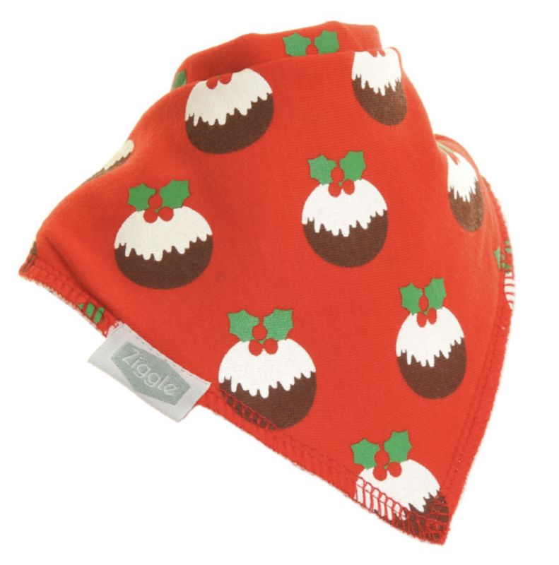 Red Christmas Pudding Print Bib