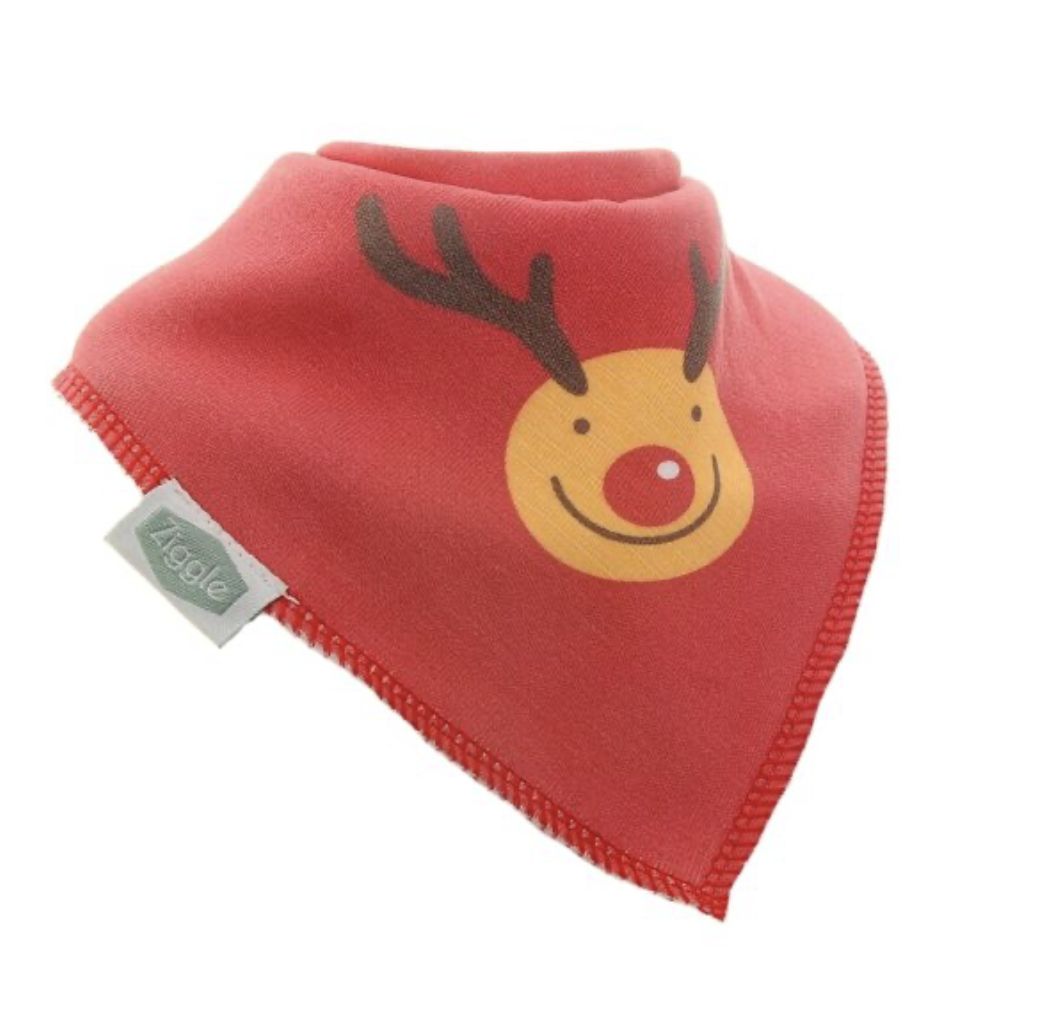 Christmas Red Rudolph Dribble Bib