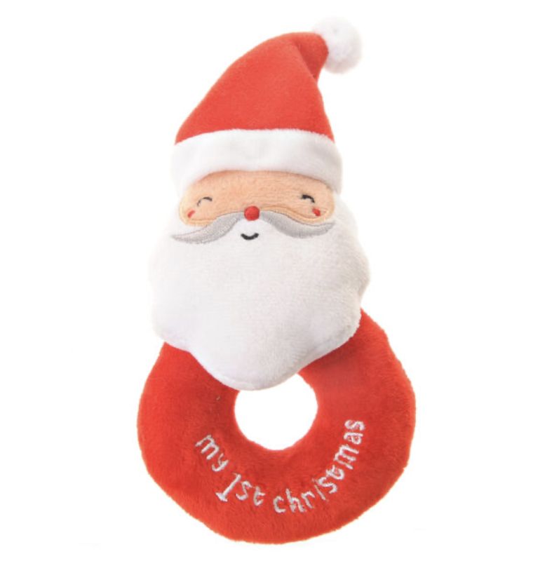 My First Christmas Santa Plush Baby Rattle