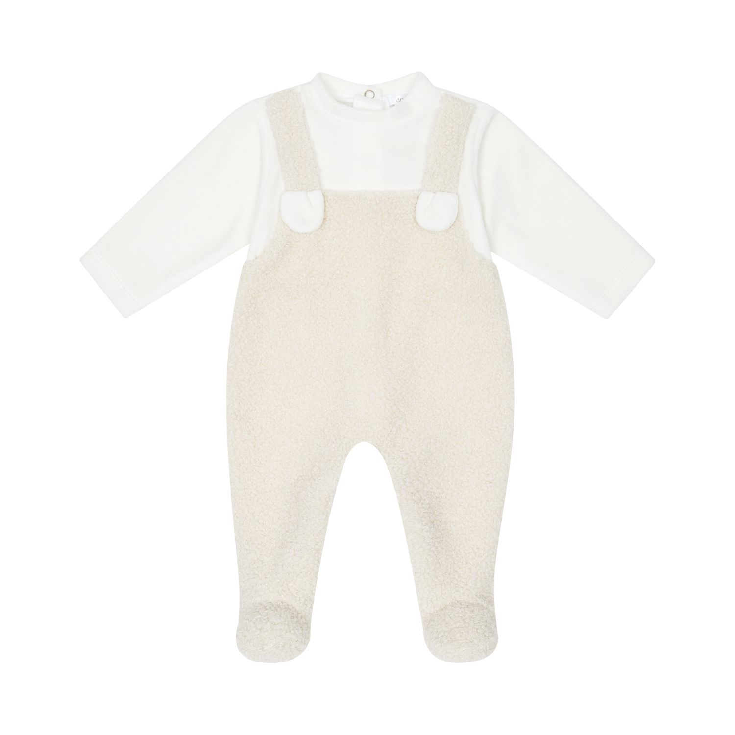 Ivory &amp; Beige Velour Sleepsuit DBI25140
