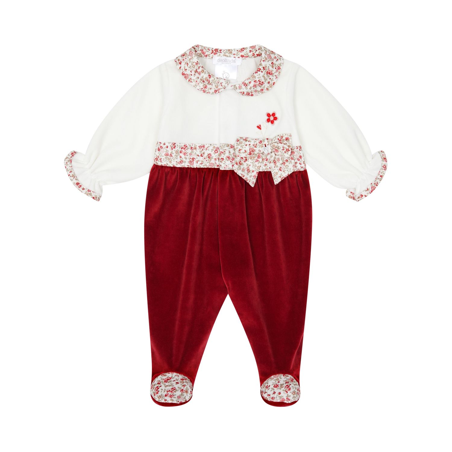 Girl&#39;s Red Floral Velour All in One DBI25141