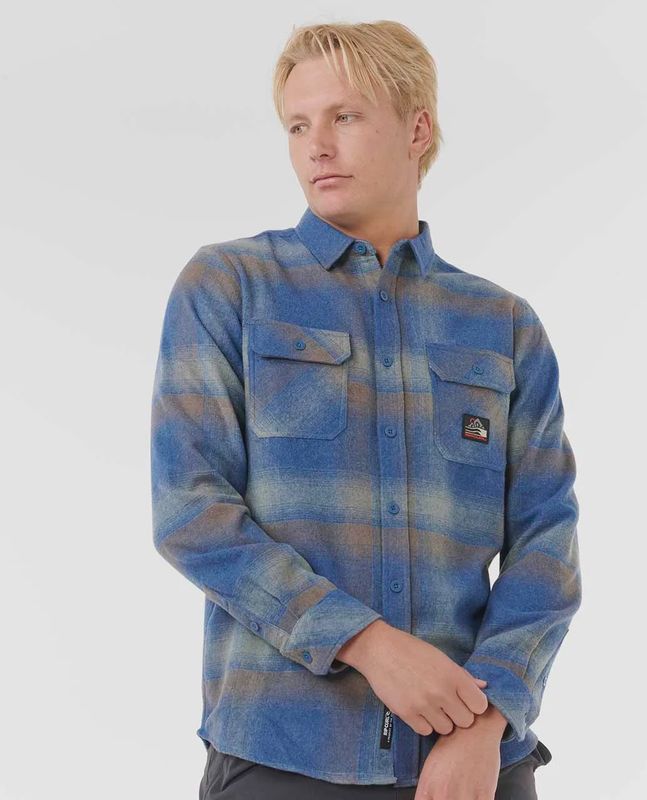 Search Wool Flannel Shirt - Light Navy
