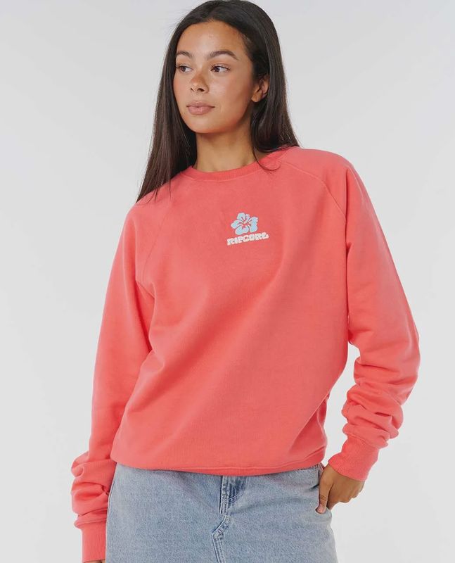 Luxe Surf Raglan Relaxed Crew Fleece - Watermelon