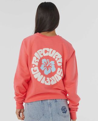 Luxe Surf Raglan Relaxed Crew Fleece - Watermelon