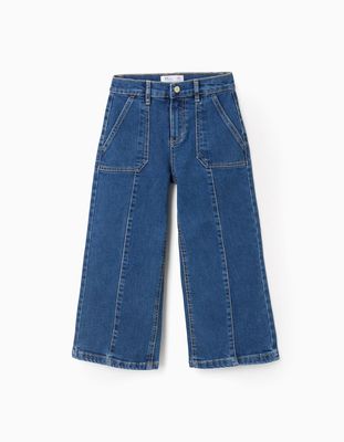 Jeans with Raised Seams for Girls 'Wide Leg' - Blue