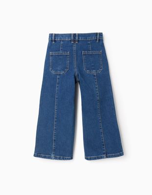 Jeans with Raised Seams for Girls 'Wide Leg' - Blue