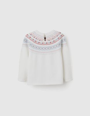 Jumper with Jacquard for Girls - White