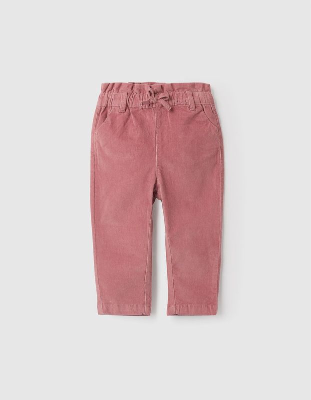Corduroy Trousers for Baby Girls &#39;Paperbag&#39; - Pink