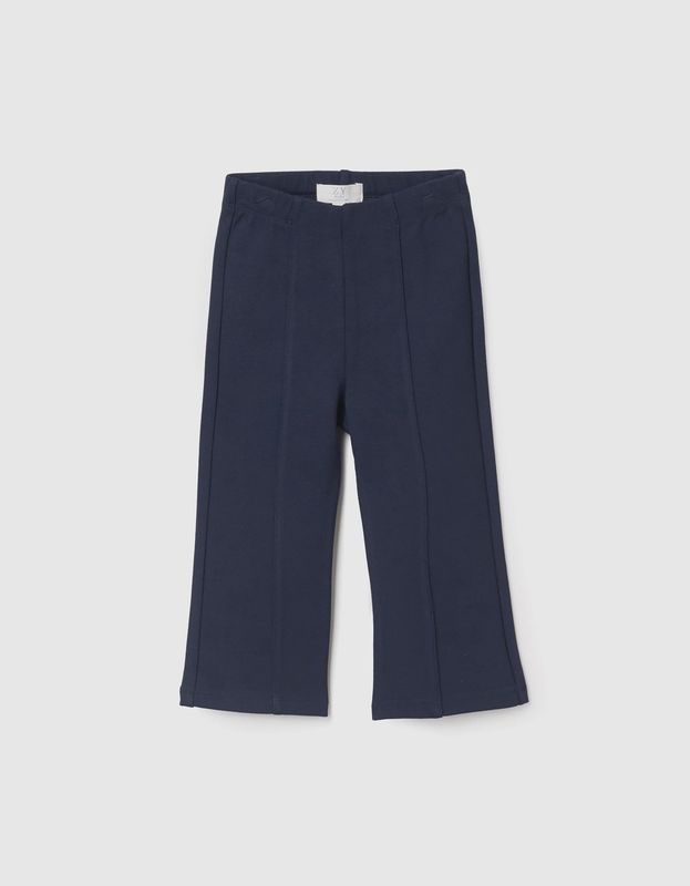 Roma Knit Wide Leg Leggings for Baby Girls - Dark Blue