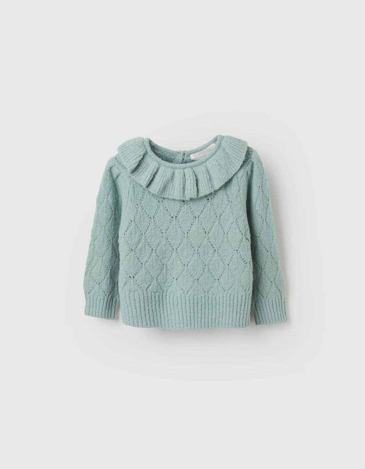 Knitted Jumper with Ruffles for Baby Girls - Green