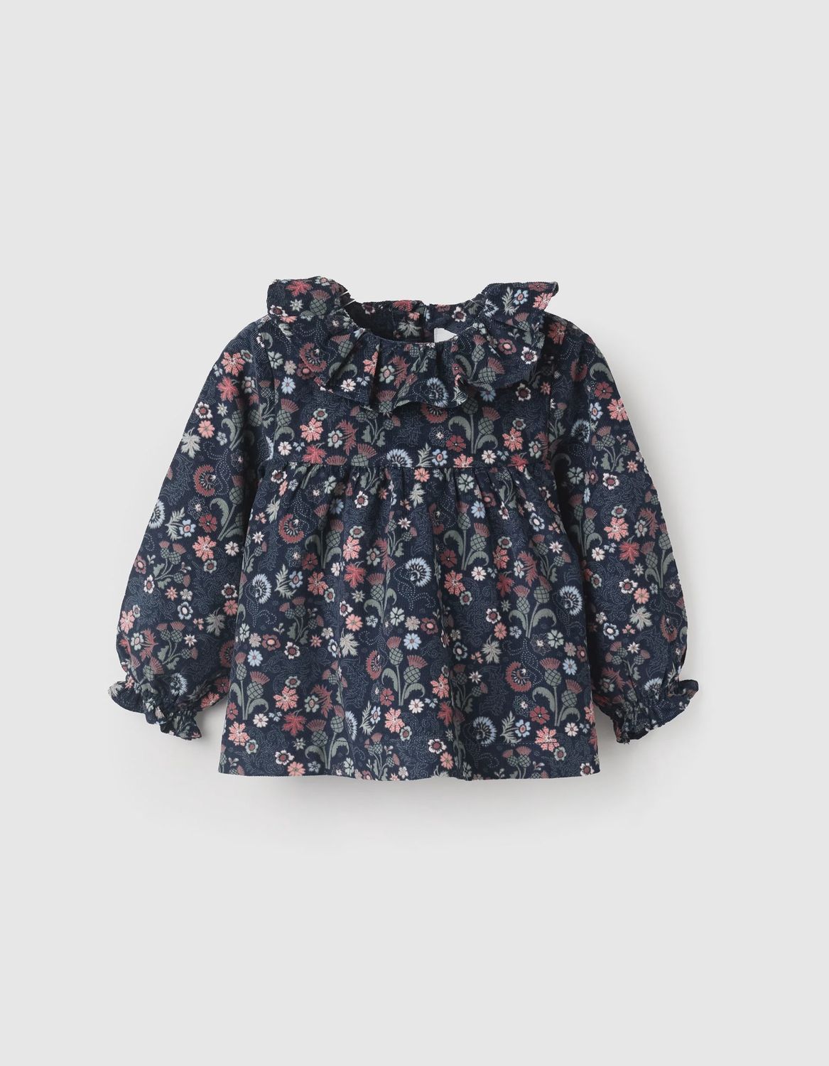 Floral Corduroy Blouse for Baby Girls - Dark Blue