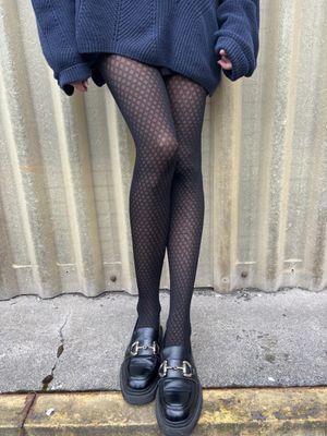 Diamond Lattice Pattern Tights - Black NPAYU4