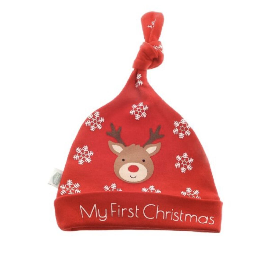 My First Christmas Reindeer Cotton Hat