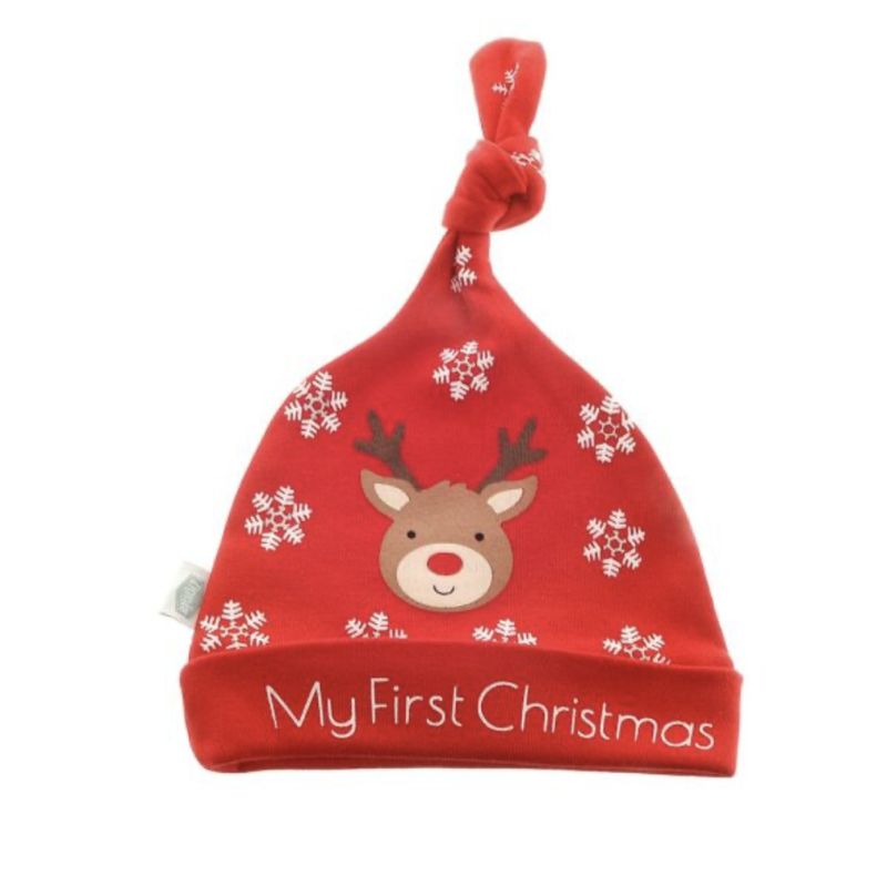 My First Christmas Reindeer Cotton Hat