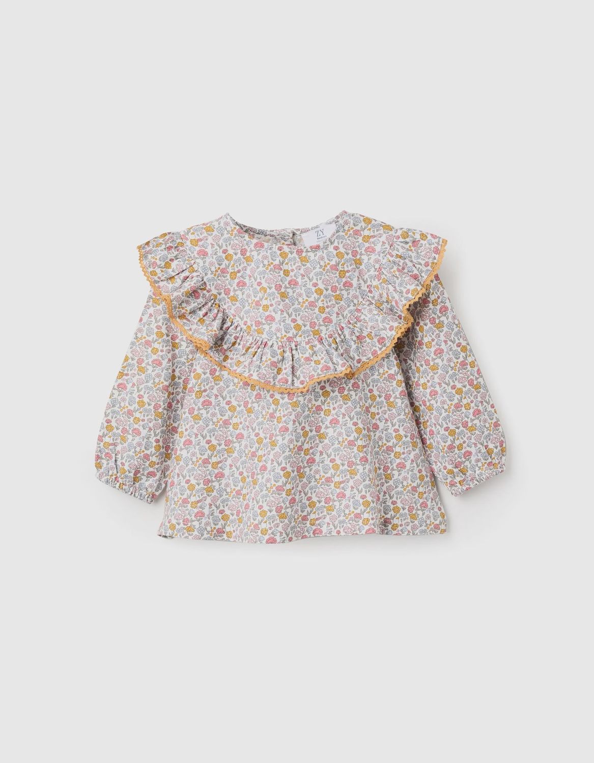 Floral Pattern Shirt for Baby Girls - Light Beige