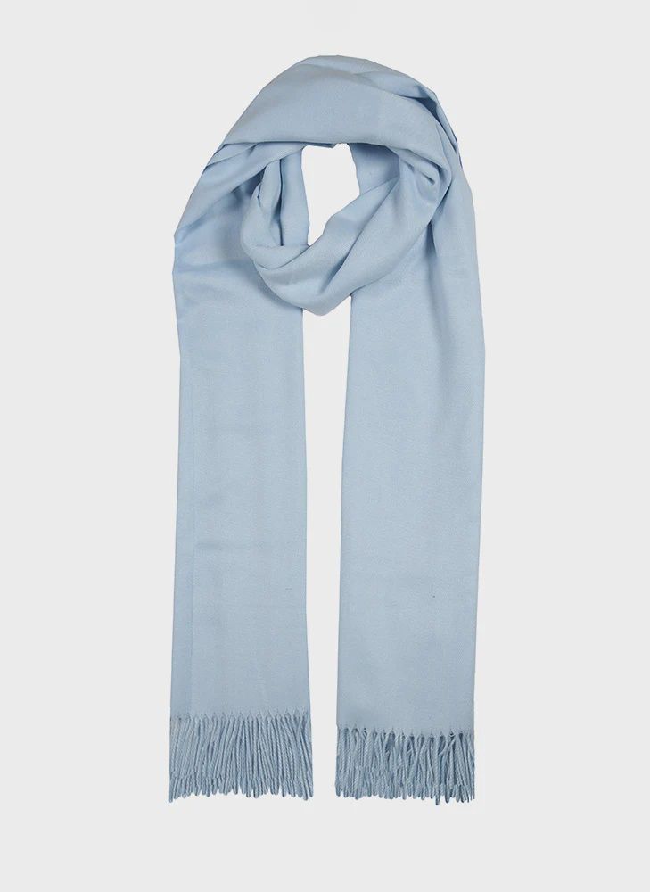 Women&#39;s Plain Pashmina Shawl with Tassels - Pale Blue