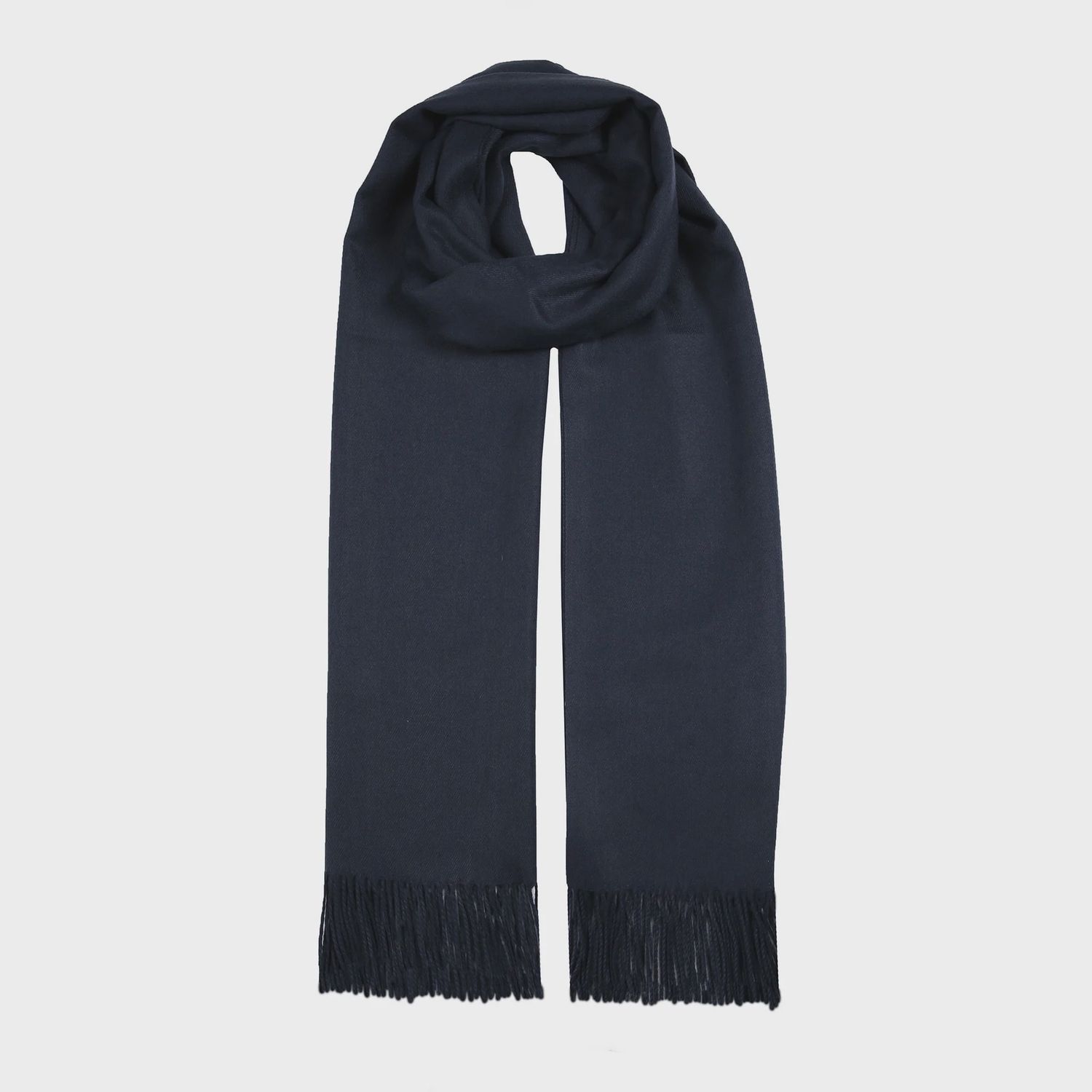Women's Plain Pashmina Shawl with Tassels - Navy