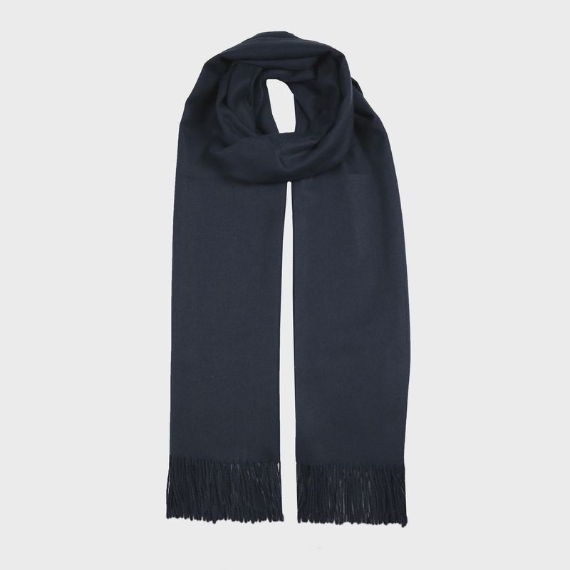 Women&#39;s Plain Pashmina Shawl with Tassels - Navy