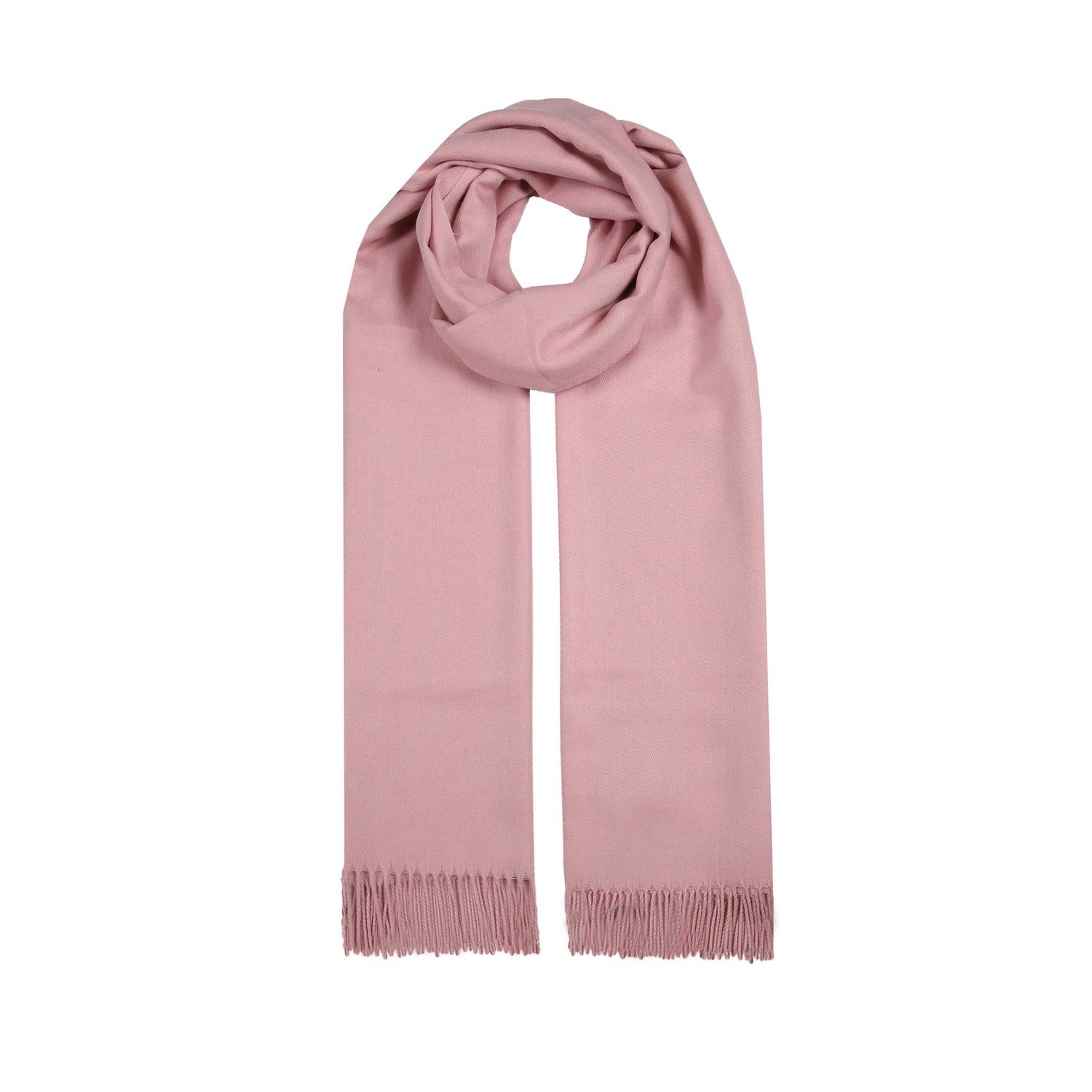 Women's Plain Pashmina Shawl with Tassels - Pale Pink