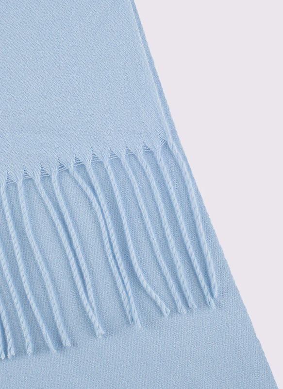 Women's Plain Pashmina Shawl with Tassels - Pale Blue