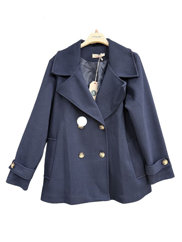 Double Breasted Twill Coat - Navy